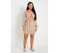 Missy Empire Up Front Cut Out Long Sleeve Dress Jaune 12 (M) Female
