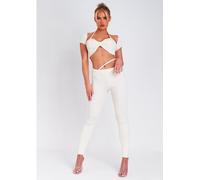 Missy Empire Waist Knit Leggings Ivoire 8 (XS) Female