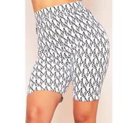 Missy Empire Waist Missy Print Branded Cycle Shorts Blanc 6 (2XS) Female