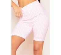 Missy Empire Waist Missy Print Branded Cycle Shorts Rose 6 (2XS) Female