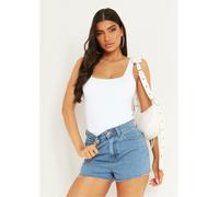 Missy Empire Wash Denim Shorts Bleu 6 (2XS) Female
