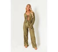 Missy Empire Wide Leg Trouser Kaki 6 (2XS) Female