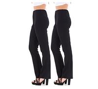 Missy Femme Extensible Pantalon Paquet DE 2 Bootleg Extensible CÔTELÉ Pantalon Noir Taille 36-54 EU - Noir Long (81.3cm), 54
