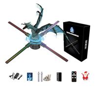 Missyou - Ventilateur avec projecteur holographique 3D de 45 cm, Prend en Charge l'application Mobile et WiFi fourni avec 700 Contenu vidéo, adapté aux expositions, centres commerciaux, cinémas,