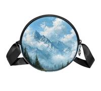 Mist Mountain Peak Petit sac à bandoulière rond décontracté avec fermeture éclair et bretelles réglables pour femme et fille