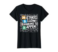 Mistakes Allow Thinking to Happen Motivation des mathématiciens T-Shirt Graphique avec Valeur, Femme, Noir, S