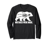 Mistakes Were Made Funny Bear Skeleton Hiking Humor Graphic Manche Longue