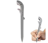 Mister Curiosities Stylo requin à bille - Mâchoire mécanique articulée pleine de dents de squale - Papeterie amusante en forme de poisson, fourniture scolaire pour trousse d'enfant, écriture bleue