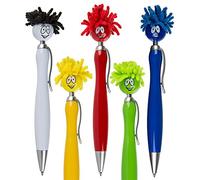 Mister Curiosities Stylo smiley avec cheveux en microfibres | Couleur au choix, nettoyage lunettes, écran tactile ou faire des chatouilles avec ses dreadlocks