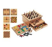 MISTER GADGET, MG3477, Coffret 10 Jeux de Société en Bois, Échecs, Dame, Petits Chevaux, Jeu de l’Oie, Échelle et Serpent, Solitaire, Backgammon, Dame Chinoise, Poker, Dés, Awalé