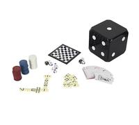 Generique – Cube de jeux "6 en 1" 16 cm – Backgammon, Dames, Poker, Domino, Dés – Noir et Blanc