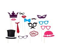 MISTER GADGET - MG2082 Set de 15 Bâtons Photo en Bois Multicolores - Accessoires de Déguisement pour Fête - Dimensions 22,20 x 0,50 x 39 cm - Couleur Multicolore