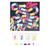 MISTER GADGET - MG3289 Jeu à Boire avec Plateau et 4 Shooters - Accessoire de Soirée pour Amis - Comprend 1 Dé et 4 Pions - 25 x 25 x 6 cm - Noir, Blanc, Violet, Jaune