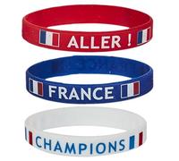 MISTER GADGET - MG3466, Transformez-Vous en Supporter français avec ce Lot de 3 Bracelets Bleu, Blanc, Rouge Lors d'événements Sportifs comme la Coupe du Monde de Football !