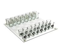 MISTER GADGET - MG3519 - Jeu d'Échecs à Boire en Verre - Jeu d'Échecs à Boire en Verre - Couleurs : Blanc et Noir - Conçu pour Soirées et Cadeaux Amusants