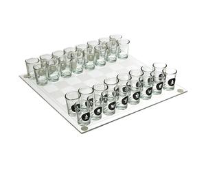 MISTER GADGET - MG3519 - Jeu d'Échecs à Boire en Verre - Jeu d'Échecs à Boire en Verre - Couleurs : Blanc et Noir - Conçu pour Soirées et Cadeaux Amusants