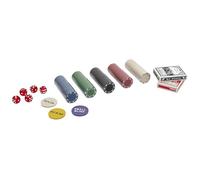 MISTER GADGET - MG3726 - Coffret de Jeu de Casino avec 200 Jetons - 2 Jeux de Cartes - 5 Dés et Jetons Spéciaux pour Soirées Poker - Idéal pour 2 Joueurs et Plus - Noir/Rouge/Vert/Bleu/Blanc