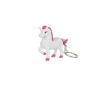MISTER GADGET Porte-clés MG3117 Licorne sonore lumineux Blanc-Rose 6x7x2.1 cm