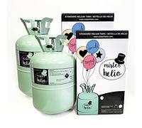 MISTER HELIO Lot de 2 bonbonnes d'hélium 0,45 m³ sans ballons, pour jusqu'à 100 ballons non inclus