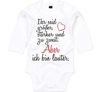 Mister Merchandise - Body - Bébé (garçon) 0 à 24 mois blanc Ihr seid größer, stärker und zu zweit. Ich bin lauter. Weiß - Langarm : 6-12 Monate : 66-76cm