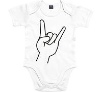 Mister Merchandise Body Devil pour bébé avec imprimé en corne Motif imprimé Rock Roll Fourchette à frites en métal Blanc 0-3