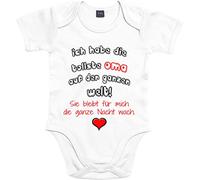 Mister Merchandise Body pour bébé avec inscription en allemand « Beste Oma auf der Welt » - La nuit reste éveillée - Grenouillère imprimée avec amour pendant la nuit - Sommeil fatigué - Blanc 3-6