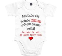 Mister Merchandise Body pour bébé avec inscription en allemand "Tollste Mama auf der Welt" (La nuit reste éveillée dans le monde), imprimé avec amour, pour se balader la nuit, pour dormir fatigué, blanc, 0-3