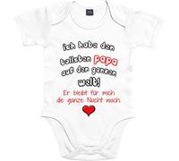Mister Merchandise Body pour bébé avec inscription en allemand "Tollster Papa auf der Welt" (Le Papa sur le monde) - La nuit reste éveillée - Imprimé avec amour - Pour se balader la nuit - Dormir fatigué - Blanc - 3-6