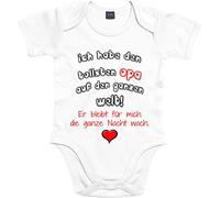 Mister Merchandise Body pour bébé avec inscription en anglais « Mama Papa Oma Opa » sur le monde - Reste la nuit avec amour blanc Superbe grand-père. Weiß : 12-18 Monate : 76-86cm