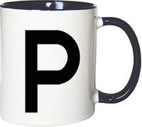 Mister Merchandise Tasse à café Motif Alphabet Lettre A B C - Buchstabe P - Blanc/Bleu