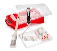 Mister Rui Ensemble de rouleaux de peinture en microfibre de 10,2 cm, manchon de rouleau de peinture, cadre de rouleau, bac à peinture et doublures de plateau de peinture, pinceau coudé de 3,8 cm,