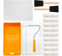 Mister Rui Lot de 16 mini rouleaux de peinture de 11 cm - Petit rouleau de peinture pour travaux de précision, peinture murale, coins et bords, intérieur/extérieur, kit de peinture de qualité