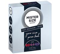 MISTER SIZE Préservatifs (60-64-69 mm) Coffret d'essai - 3 unité / extra fin, extra fin, extra humide / en latex de caoutchouc 100% naturel dans votre taille XL - 3XL "grandes sensations"