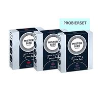 MISTER SIZE Préservatifs extrêmement délicats (60-64-69) Coffret d'essai 3x3 / extra fin, extra fin, extra humide/en latex de caoutchouc 100% naturel dans votre taille XL - 3XL "grandes sensations"