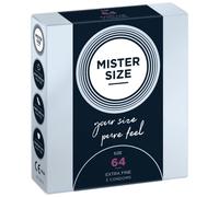 MISTER SIZE Préservatifs - Ultra Fins - Sensation Intense - Lubrifiés - Ajustement Idéal - Latex Naturel - Confort - Sécurité Maximale - Taille Sur Mesure (Lot de 3, 64mm)
