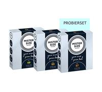 MISTER SIZE Préservatifs vraiment délicats (49-53-57) Coffret d'essai 3x3 / extra fin, extra fin, extra humide/en latex de caoutchouc 100% naturel dans votre taille S - L "shortlist"