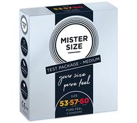 MISTER SIZE Préservatifs vraiment délicats (53-57-60 mm) Coffret d'essai - 3 unité/extra fin, extra fin, extra humide/en latex de caoutchouc 100% naturel dans votre taille XL "juste en or"