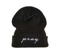 Mister Tee Accessoires MT2224 | Pray Embroidery Bonnet d'hiver - Couleur : Black/White - Taille : One Size