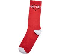 Mister Tee Chaussettes 'Bonjour Bitches' rouge / noir / blanc, Taille 39-42