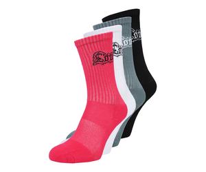 Mister Tee Chaussettes 'Love Hate' graphite / fuchsia / noir / blanc, Taille 47-50