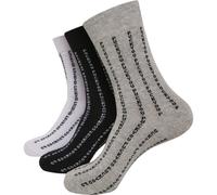 Mister Tee Fuck You Chaussettes 3-Pack Pinstripe Imprimé Blk Wht Gry 35-50 Mixte