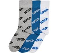 Mister Tee Garçons Chaussettes Nasa Allover Socks Kids 3-Pack Brightblue/Grey/White EUR 36