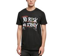 Mister Tee T-Shirt 'No Risk No Story' olive / rouge / noir / blanc, Taille S