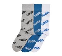 Mister Tee Chaussettes NASA Allover lot de 3 Mixte bleu / gris chiné / noir / blanc Taille 31-34