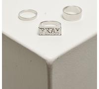 Mister Tee Ring Pray Ensemble d'anneaux Argent L/XL