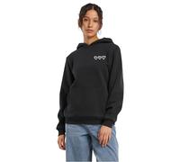 Mister Tee Sweat à Capuche pour Femme Three in A Row - Noir Coupe Ample avec imprimé cœur Tic-Tac-Toe à l'arrière et sur Le Devant, Style Streetwear, Dos imprimé