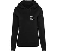 Mister Tee Sweat-shirt 'Never On Time' noir / blanc, Taille M