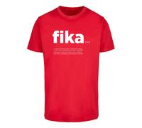 Mister Tee T-Shirt 'Fika' rouge / blanc, Taille L