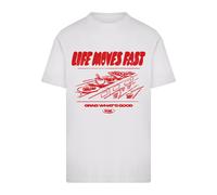 Mister Tee T-Shirt 'Life Moves Fast Grab What is Good' rouge / blanc, Taille M