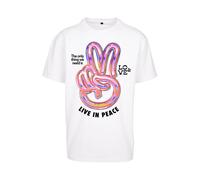 Mister Tee T-Shirt 'Live in Peace' bleu / orchidée / noir / blanc, Taille S